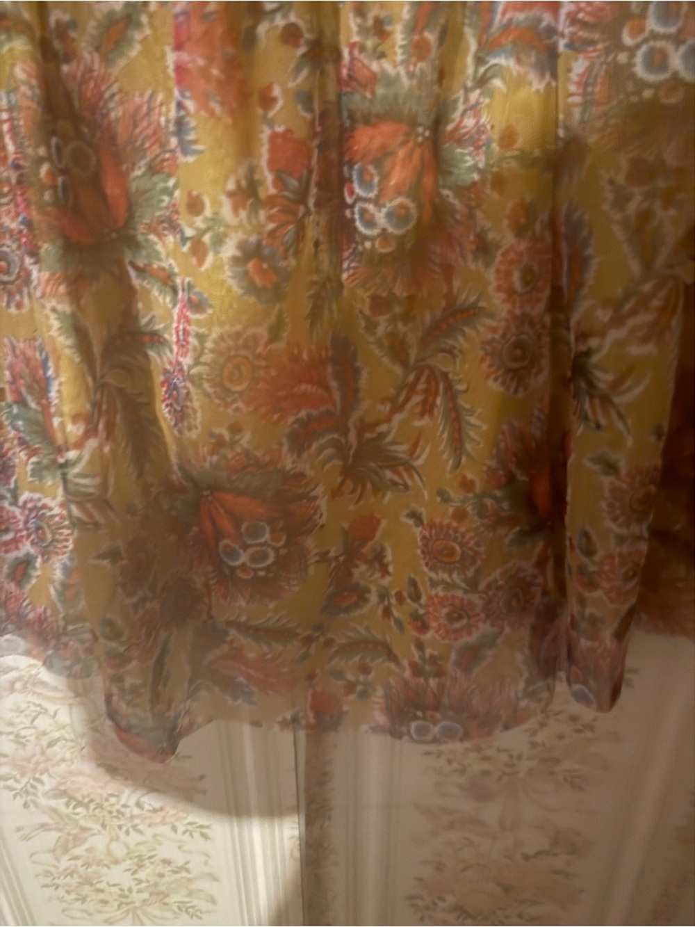 Anthropologie Mustard Floral V-Neck Blouse - Picture 7 of 9